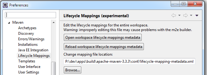 Eclipse Maven Lifecycle Mappings