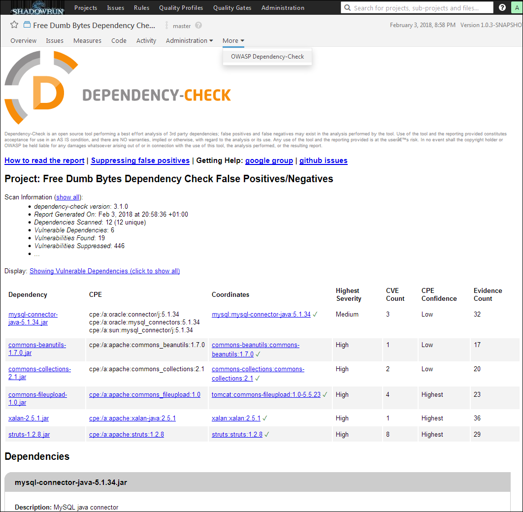 SonarQube Project More - Custom Dependency Check