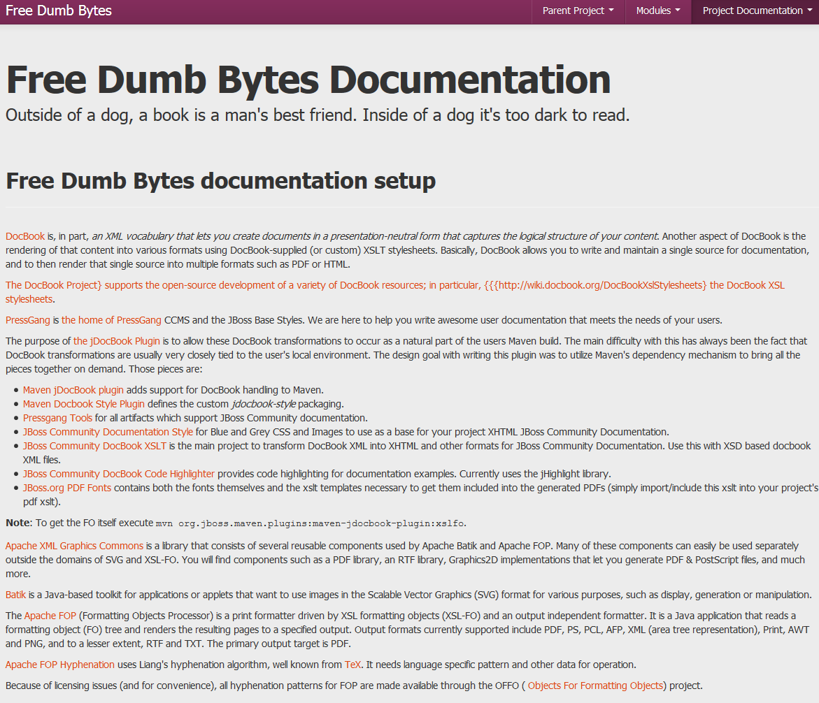 Free Dumb Bytes Documentation Setup